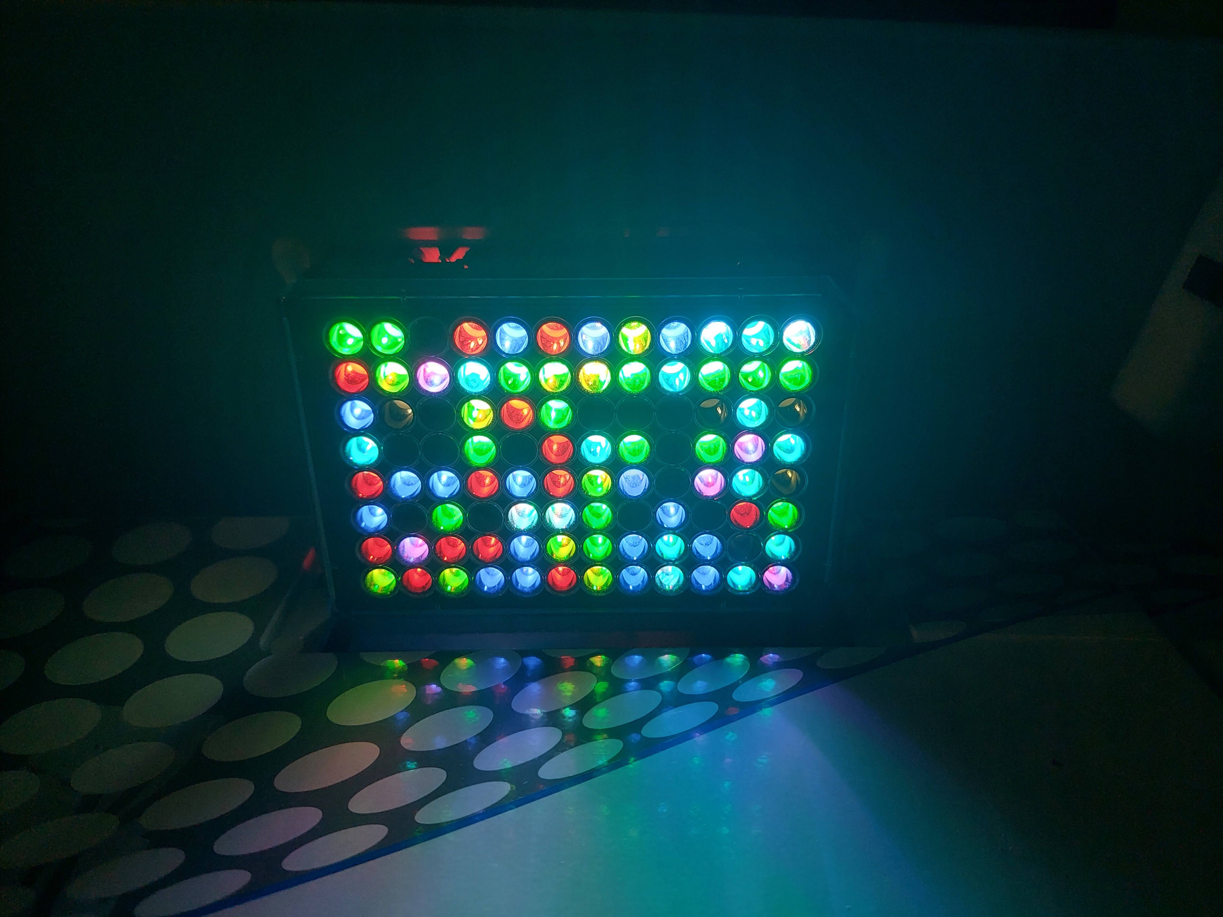 Diya 2.0 illuminating a 96-well plate, each well set to a different wavelength